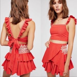 Free People orange skort set. Size 6.